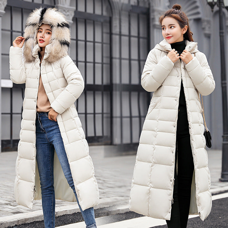 Women's coat in duvet with fur hood Long parka padded elegant warm