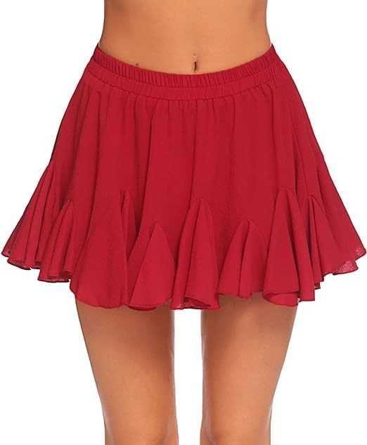 Woman's Min skirt fluid bohemian ruffled elegant pleated