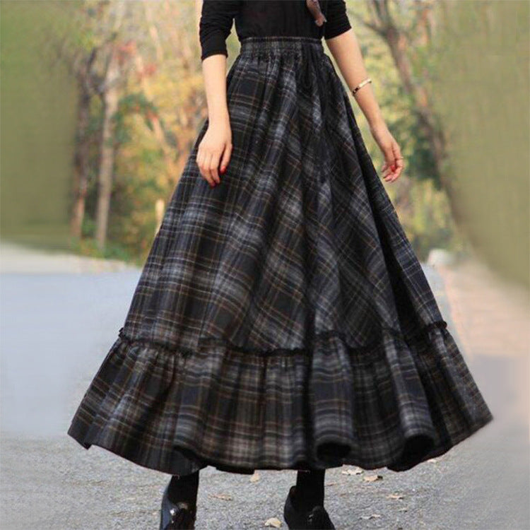 Skirt for Women Vintage plaid, gothic, spring, wool, flared