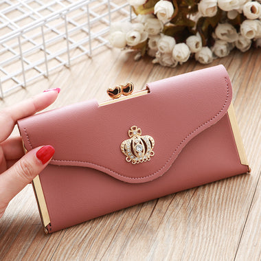 Buy rubber-red Women's wallet long PU Leather elegant card holder purse