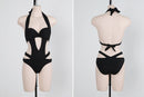 Women's swimsuit one-piece Halter Cut Out monokini sexy black push-up