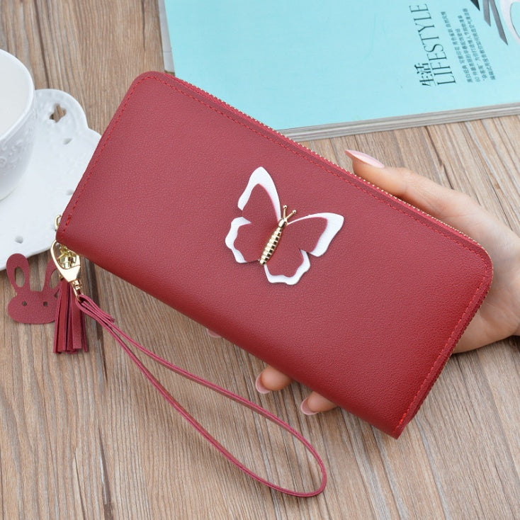 Women's long wallet PU leather elegant Zipped Coin Purse