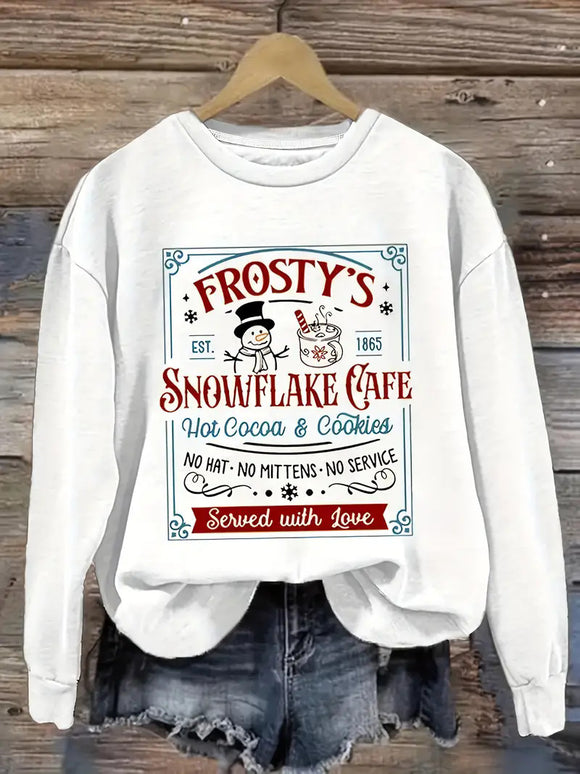 Sweat-shirt femme imprimé série Noël col rond élégant