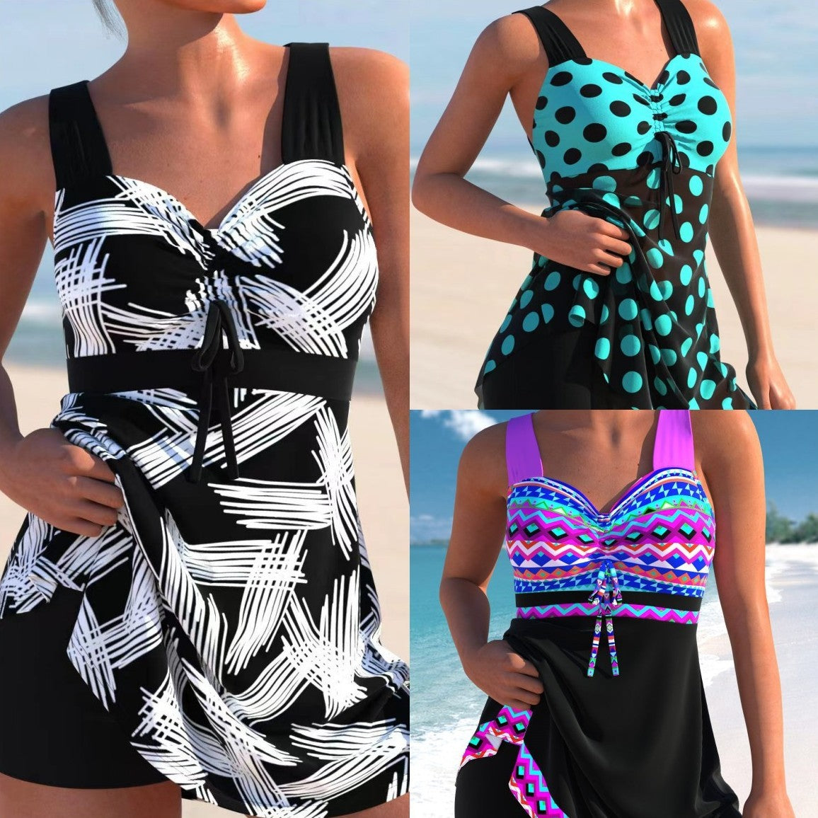 Women's swimwear Tankini two pieces elegant  printed