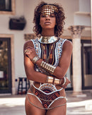 Women's swimsuit one-piece elegant floral printed