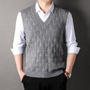 Men's Vest Elegant Knitted Woolen Twisted Loose Sleeveless Business-11