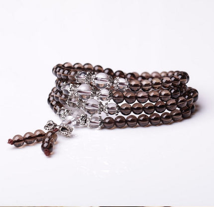 Buy brown-with-white Women's Bracelet Mala beads obsidian prayer 108 for healing meditation