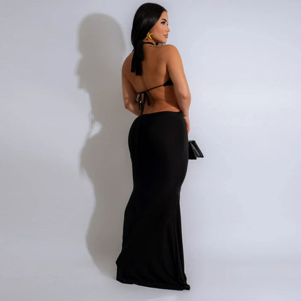 Women's dress evening backless sexy adjustable straps elegant