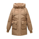 Women's jacket thick mid-length padded cotton hooded down jacket elegant