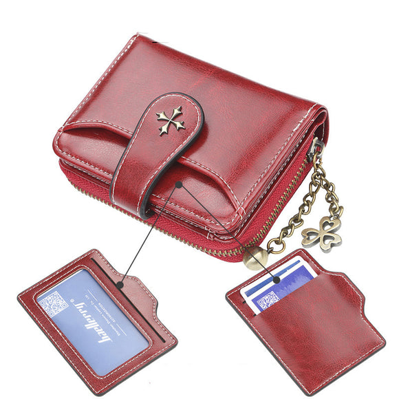 Women's wallet leather elegant buckle closure