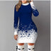 Women's dress elegant long sleeve Christmas print