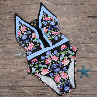 Women's swimwear one-piece elegant floral print