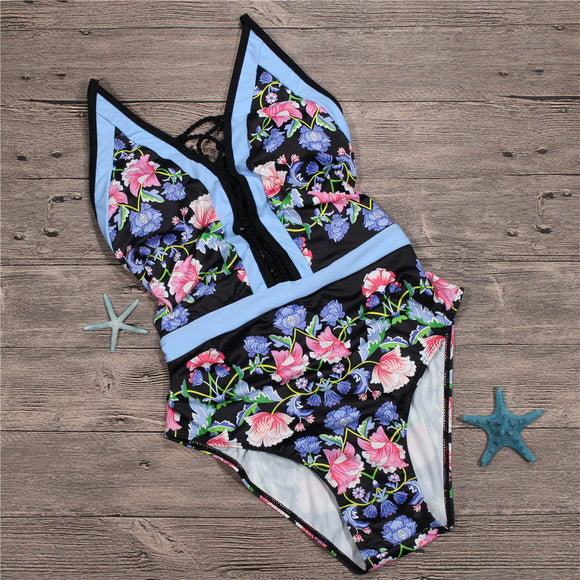 Women's swimwear one-piece elegant floral print
