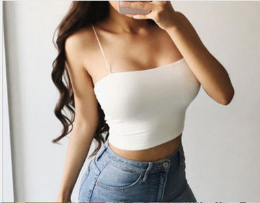 Buy white Women's tank top  cotton fiber unpadded, Sexy backless