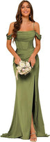 Women’s Mermaid Gown Bridesmaid Satin Off Shoulder 