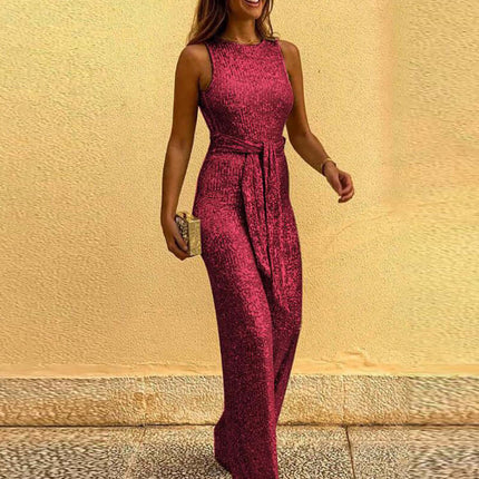 Women's Jumpsuit Party sexy Sequin Sleeveless Wide Leg Wear