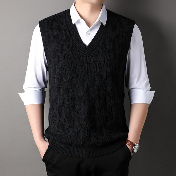 Men's Vest Elegant Knitted Woolen Twisted Loose Sleeveless Business