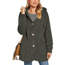 Women's cardigan jacket buttoned with hood with pockets long sleeves casual