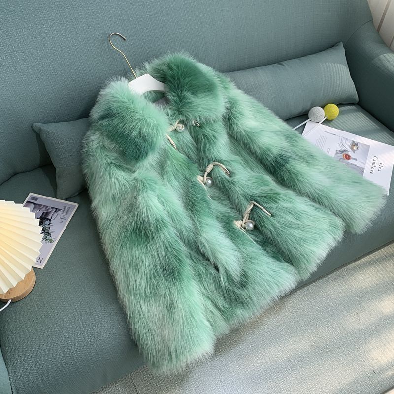 Women's coat faux fox fur elegant fashionable classic style