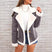 Women's jacket lapel plush lined suede in fleece elegant in faux fur