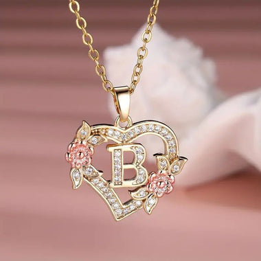 Women's necklace flower letters of love heart elegant fashionable