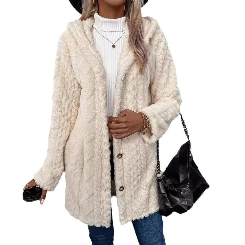 Women's cardigan long sleeves classic open front knit hoodie elegant