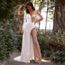 Women's Wedding Jumpsuit Elegant Illusion Tulle V Neck Long Sleeve Pantsuit