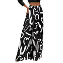 Women's pants wide-leg , loose elegant geometric print, casual