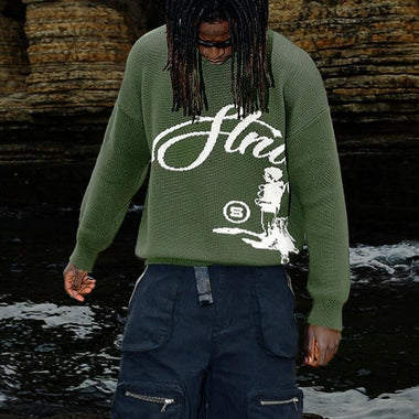 Men’s Sweater Pullover Elegant Knitted Gothic Casual Fashion Street