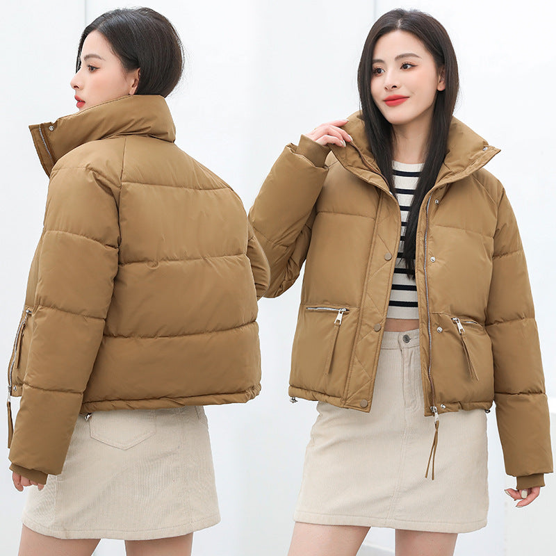 Women's short down jacket Puffer padded cotton thick stand-up collar