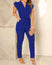 Jumpsuit Pleated High Waist Pants Fly Sleeve V Neck for Women