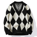 Men’s Knit Sweater Pullover Elegant Loose Oversized V Neck Long Sleeve