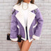 Women's jacket lapel plush lined suede in fleece elegant in faux fur