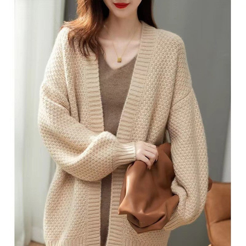 Women's Cardigan knitted with long sleeves elegant, open coat