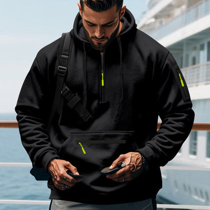 Comprar negro Chaqueta con capucha forro polar y cremallera cálida con cordón ajustable