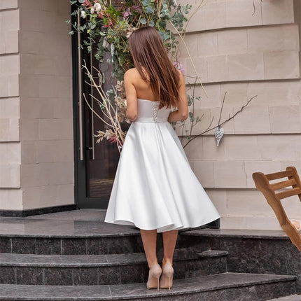 Women’s Wedding Short Dress Elegant Stunning Neckline Strapless 