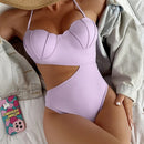 Women's swimwear one-piece European and American solid color