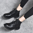 Women's Ankle Boots elegant Soft Leather Waterproof Platform Round Head
