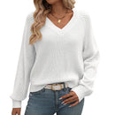 Women's sweater Knitted, long sleeves, elegant openwork V-neck
