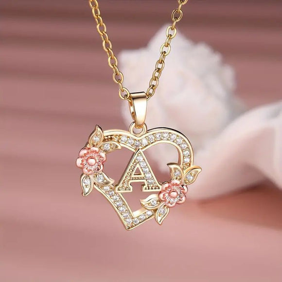 Women's necklace flower letters of love heart elegant fashionable