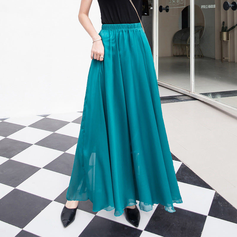 Women's long skirt elegant chiffon princess pleats