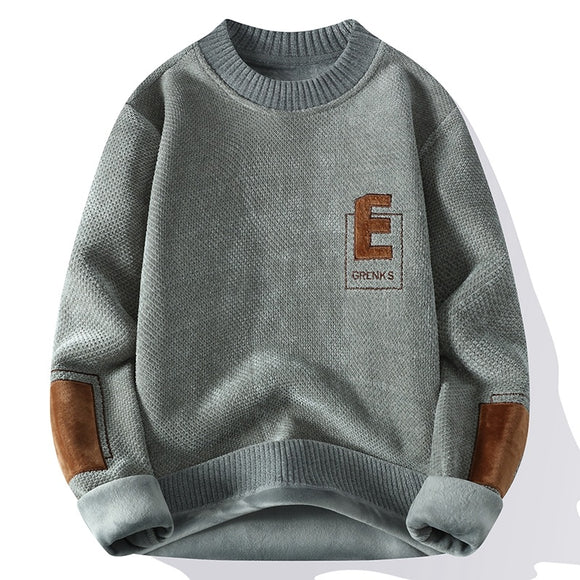 Men’s Knitted Sweater Pullover  Plus Fleece Thick Warm Winter