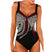 Women's swimsuit one-piece elegant strap retro printed