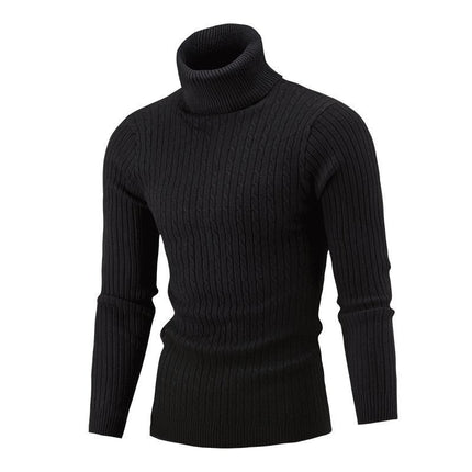 Comprar negro Suéter de punto informal retro con flores retorcidas cuello alto
