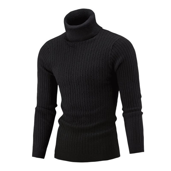 Men's sweater pullover knit casual retro twisted flower turtleneck