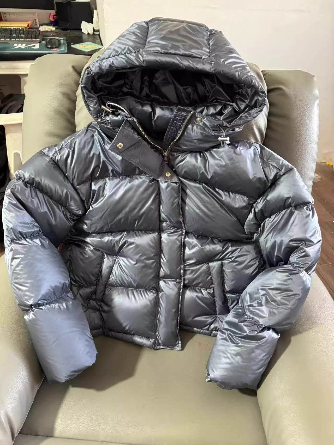 Veste femme matelassée ample élégante en coton thermique à capuche 