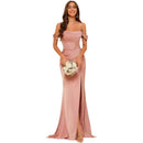 Women’s Gowns Mermaid Bridesmaid Satin Elegant Off Shoulder Dress