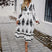 Women's maxi dress printed with ruffles elegant lantern sleeves