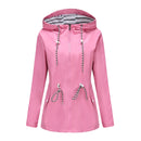 Women's jacket hooded waterproof elegant windbreaker zipper