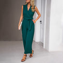 Women's Jumpsuit Elegant V Neck Sleeveless Wide Leg Long Party Work